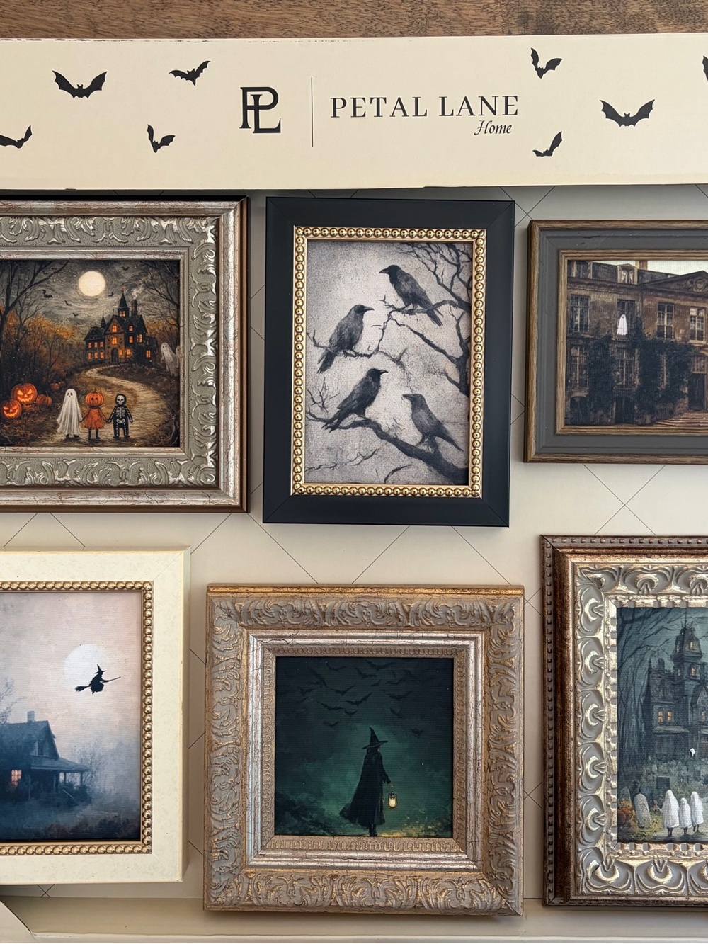 Petal Lane Home Halloween Framed Art Set of 6 Gothic Wall Décor NIB VHTF SET